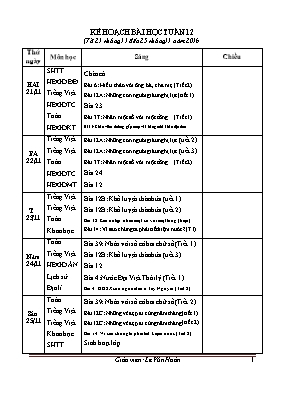 Kế hoạch bài học tuần 12 lớp 4 - Năm học 2016-2017 - Lê Văn Hoàn